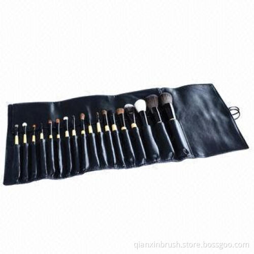 Professional 18-piece Makeup Brushes with Yellow Wooden Handle